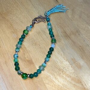 Anklet or bracelet handmade shades of green